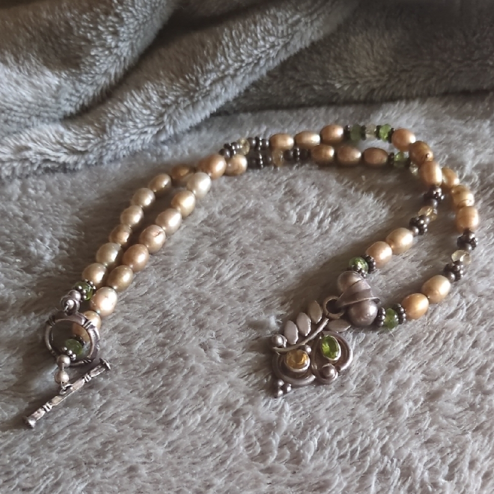 Sterling Silver Pearl and Gemstone Necklace